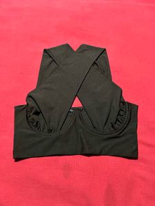 SHEIN Brown Cross Halter Crop Top – Size M