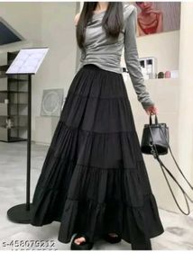 Elegant Tiered Black Maxi Skirt