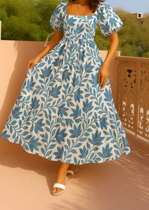 Floral Print Puff Sleeved Maxi Dress