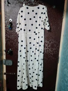 Long Polka Dotted Shrug With Front Opening
