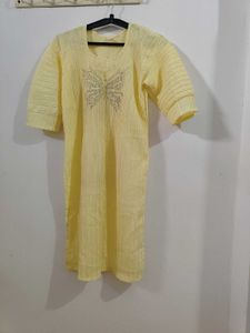 Vintage Yellow Pleated Dress