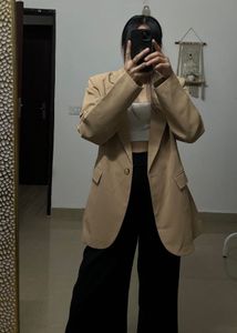 Beige Double Breasted OVERSIZED Fit Blazer