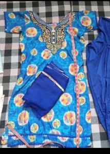Blue Printed Salwar Kameez Suit