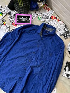 Vintage Blue Long Sleeve Button-Down Shirt