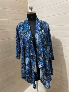 Blue Print Open Front Cardigan