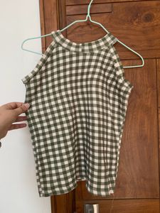 Checkered Olive Green Top