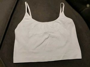 Comfy White Ribbed Crop Cami !🤍✨
