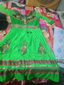 Green Embroidered Anarkali