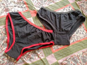 Black Briefs Cotton Panties Combo 2 Pieces 34in🩲