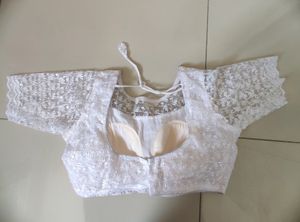 White Chikankari Padded Blouse