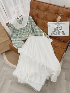VINTAGE Green Checkered Skirt Set
