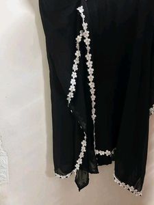 Black Floral Trim Kaftan Top