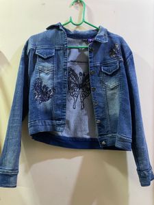 Denim Jacket with Butterfly