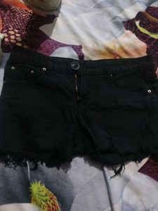 Black Distressed Denim Shorts