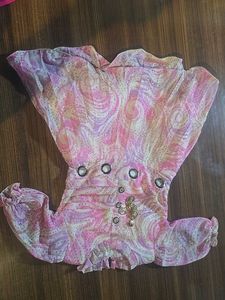 Pink Swirl Butterfly Blouse With Legging