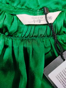 Green Halter Neck Satin Blouse