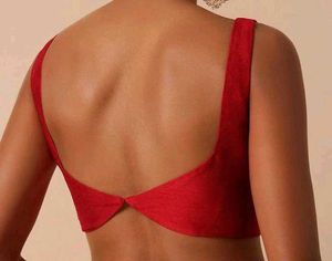 Red Padded Cotton Silk Blouse