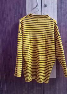 Striped Yellow Mock Neck Top