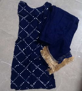 Navy Blue Palazzo Suit Set
