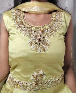 Elegant Lime Green Anarkali Dress