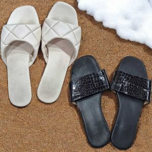 Stylish White & Black Slides-Your Go To Slip-ones!