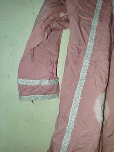 Pink Lace Trim Kurti
