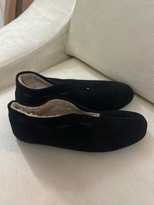 Cozy Black Suede Moccasin Slippers