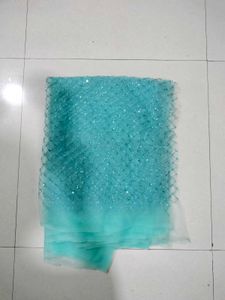 Aqua Sequin Net Fabric Saree.