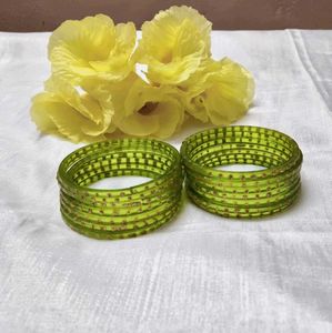 Green Striped Bangles - Stackable Indian Jewelry