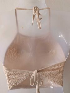 Aesthetic Crochet Lace Tie Up Top From Japan