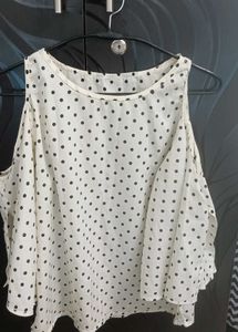 Polka Dot Cold Shoulder Top