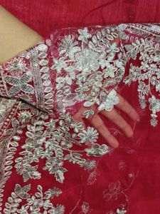 Rose Embroidered Net Saree