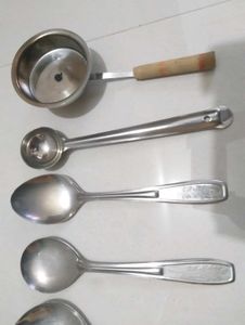spoon combo steel,bowl ,sansi,dhup dani,