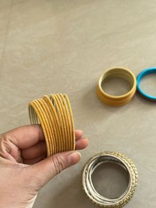 Yellow And Stone Bangles