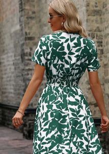 Leaf Print Midi Dress