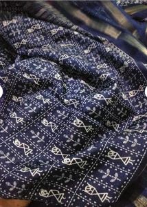 New Elegant Blue Printed Saree With Blouse Piece