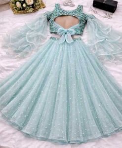 Elegant Blue Embellished Lehenga Choli