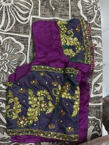 Regal Emerald Purple Embroidered Saree