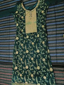 Green Embroidered Kurta