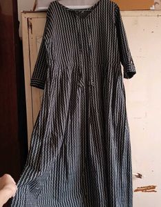 Striped Maxi Dress Pure Khadi fabric