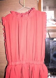 Wine Red Sleeveless Maxi Dress with Ruffled