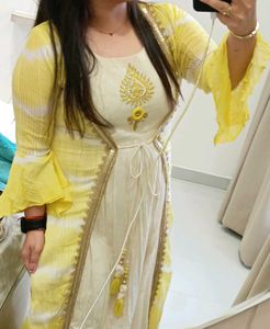 Yellow Embroidered Cotton Dress