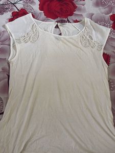 White Lace Detail Top
