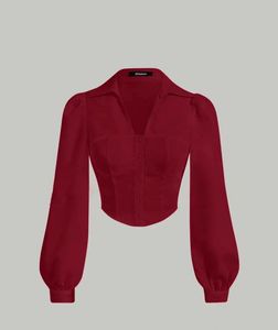Burgundy Blouse with Flared Hand Detail