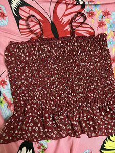 Beautiful Flower Print Maroon Top