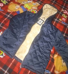 Gini &amp; Jony Boys Navy Blue Solid Hooded Jacket