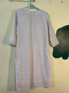 White And Gold Festive Straight Kurti