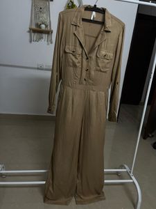 Tan Khaki High Waist  Linen jumpsuit