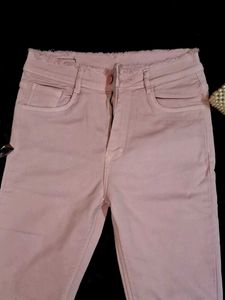 Pink Raw Hem Jeans