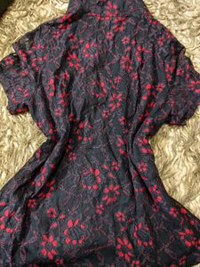 Black and Red Gothic Lace Detail Shirt